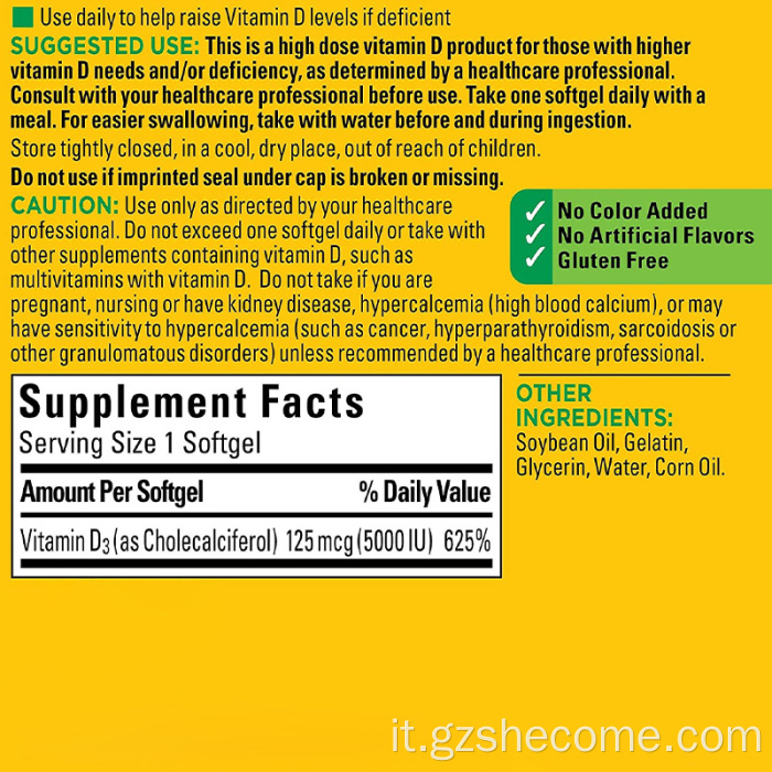 Supplemento dietetico per i denti supportano la vitamina D3 Softgels